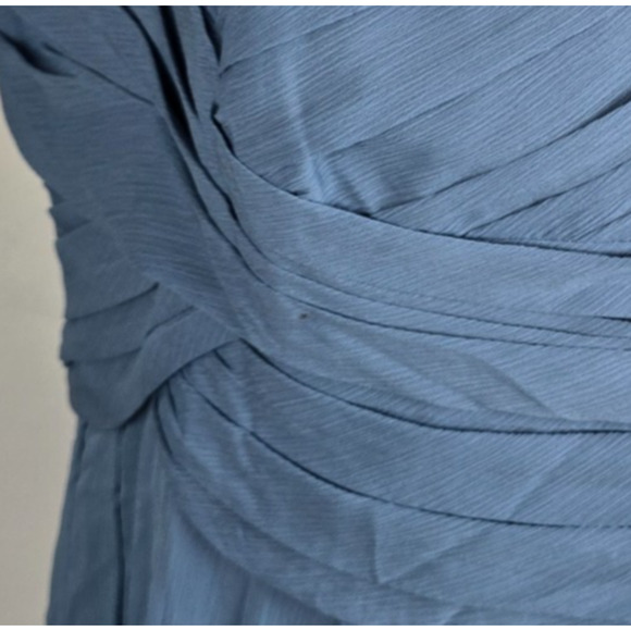 David's Bridal Dress Women's 16 Blue Strapless Mini Ruffles Bridesmaid Prom NWT - Picture 15 of 16